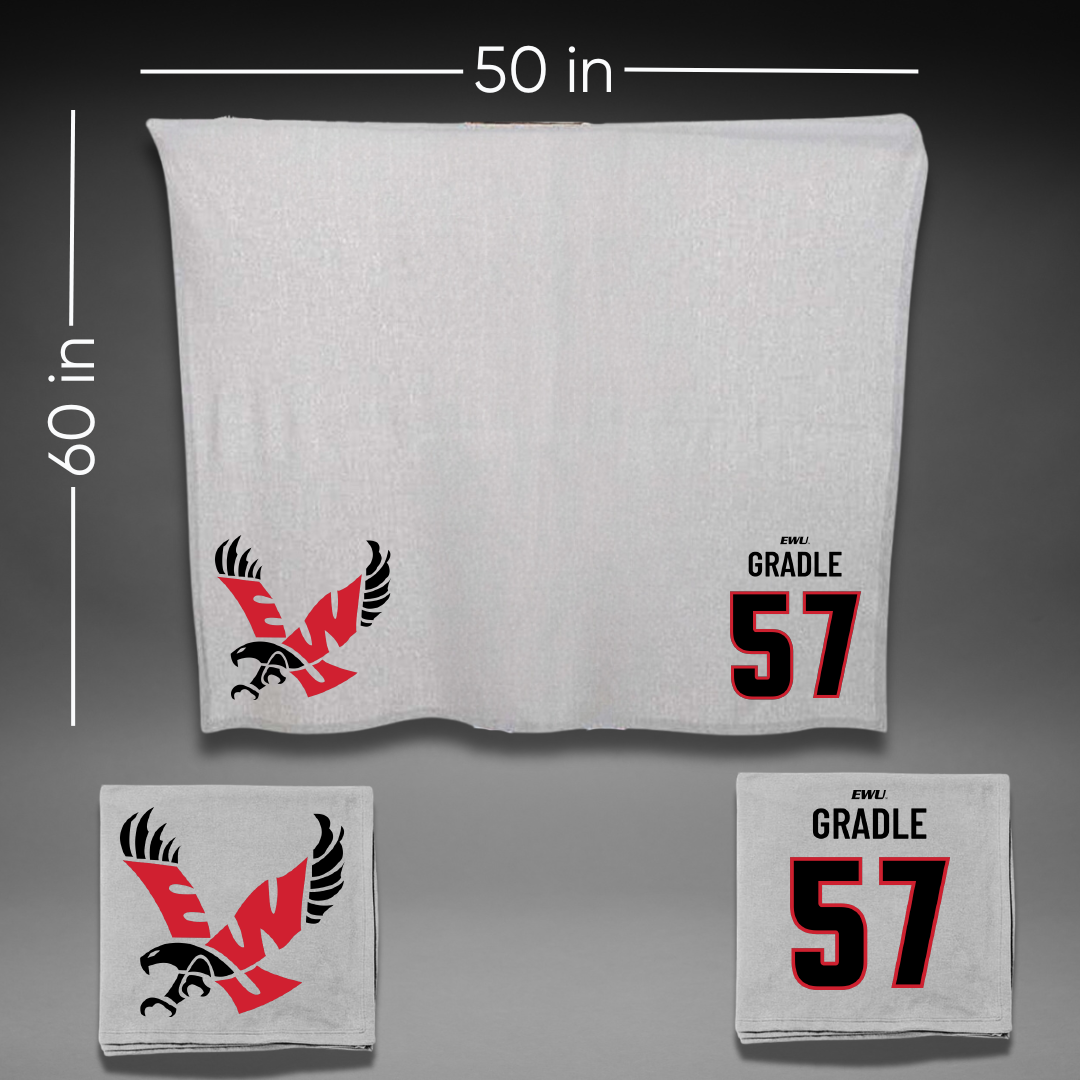 Eastern Washington University Football Gray Blanket - #57 Michael Gradle