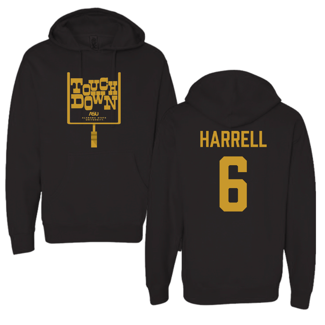 Alabama State University Football Black Touchdown Hoodie - #6 Ajai Harrell