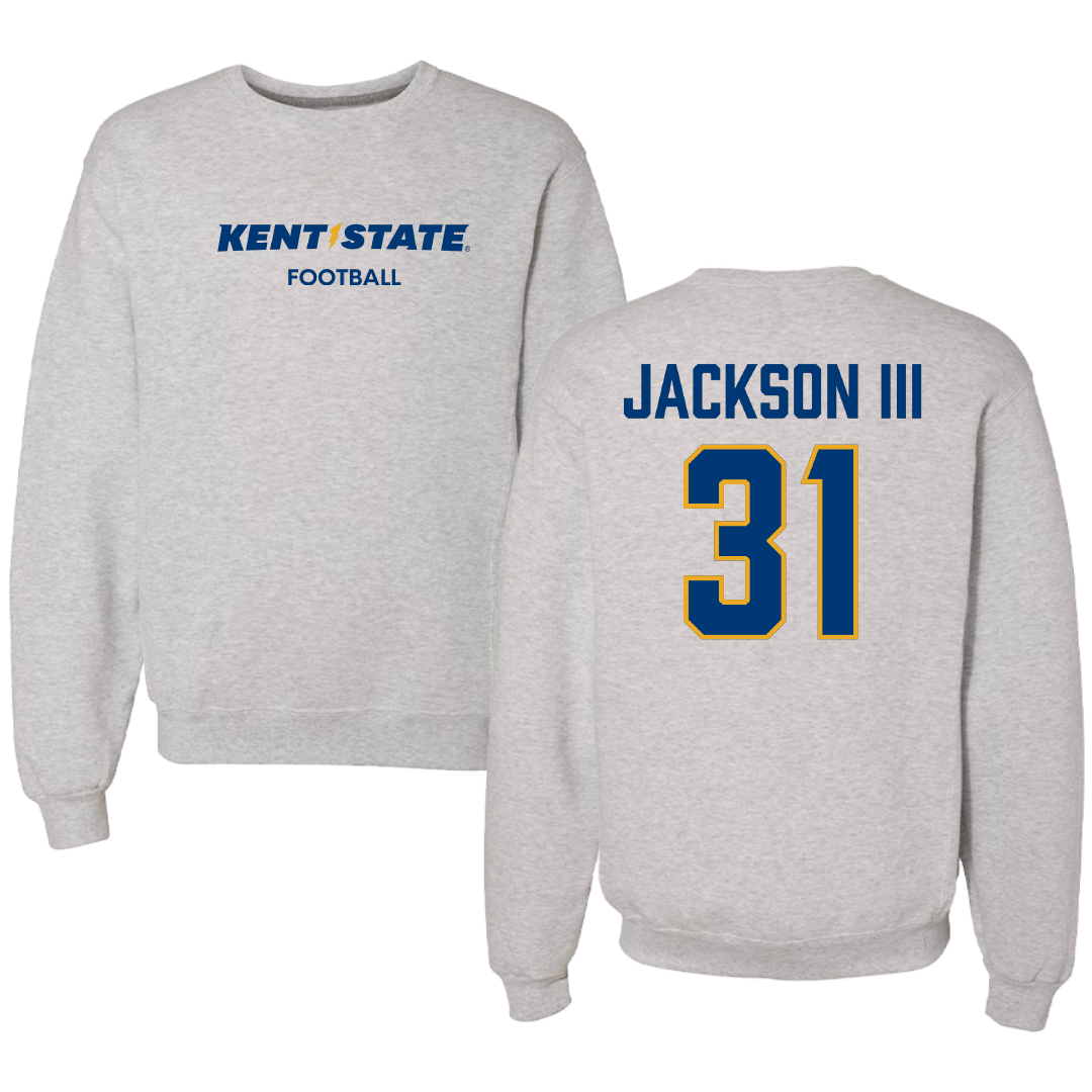 Kent State University Football Light Gray Crewneck - #31 Derrick Jackson III