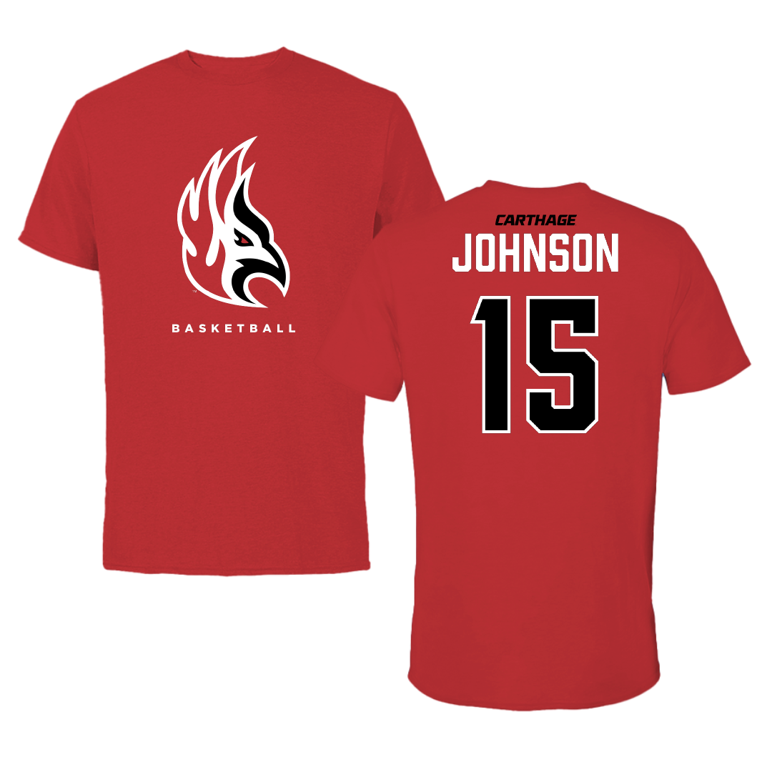 Carthage College Basketball (M) Red Performance Tee - #15 AJ Johnson