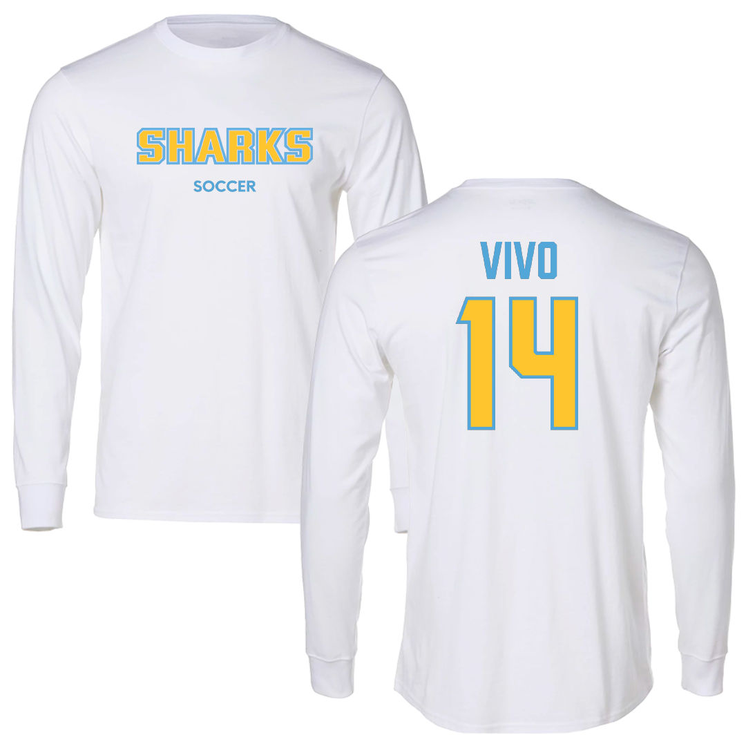 Long Island University Soccer (M) White Performance Long Sleeve - #14 Ricardo Vivo