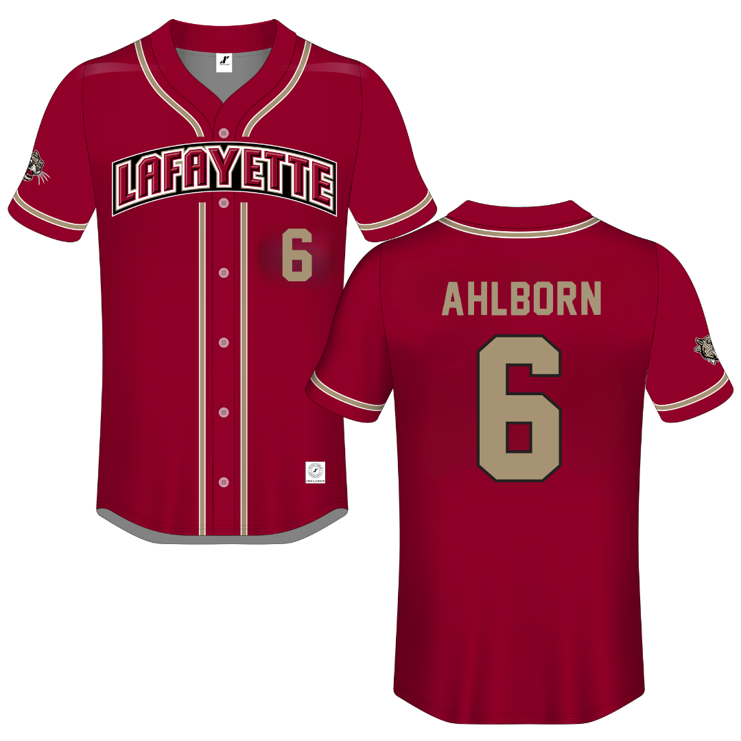 Lafayette College Red Button-Down Jersey - #6 Emma Ahlborn