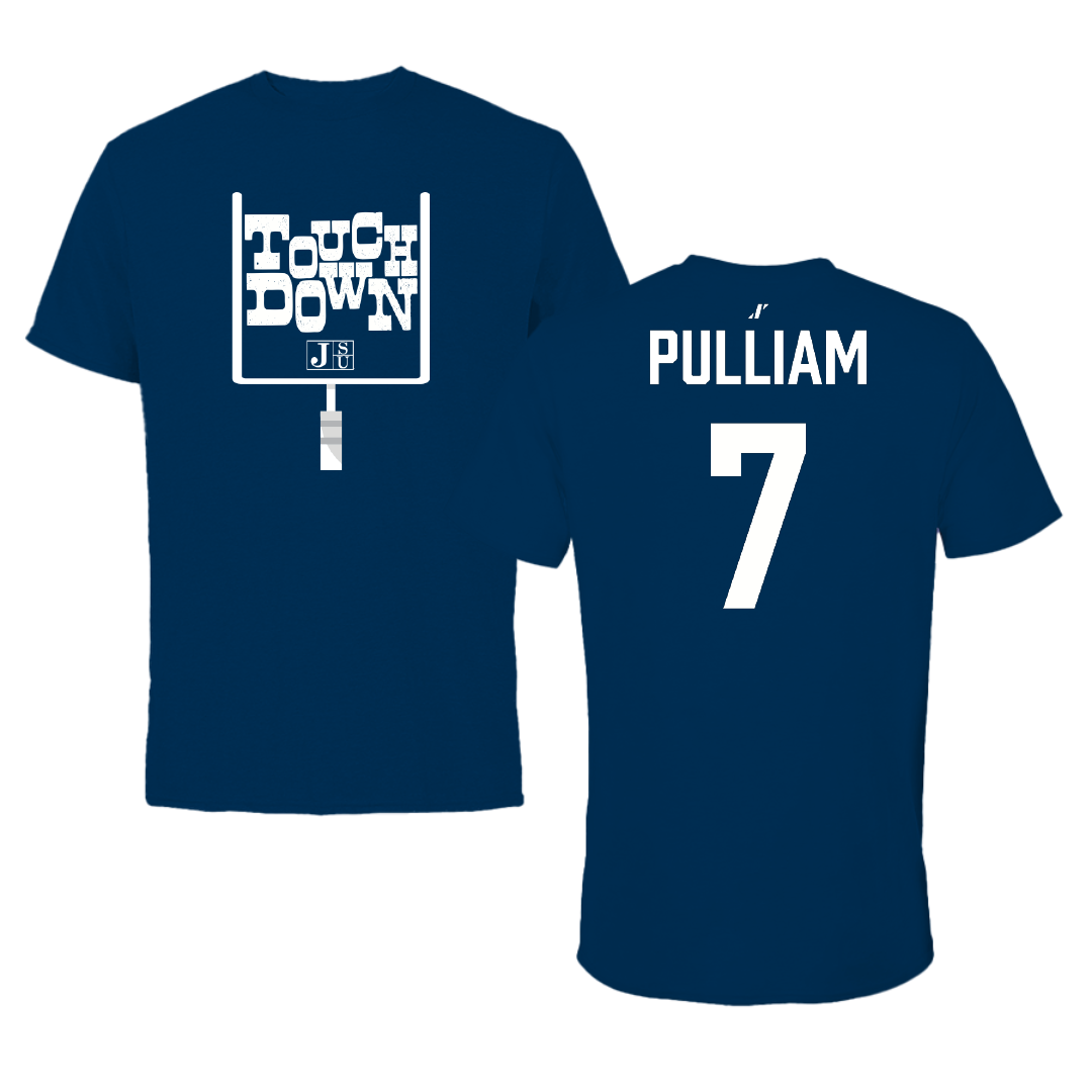 Jackson State University Football Navy Touchdown Tee - #7 Reid Pulliam