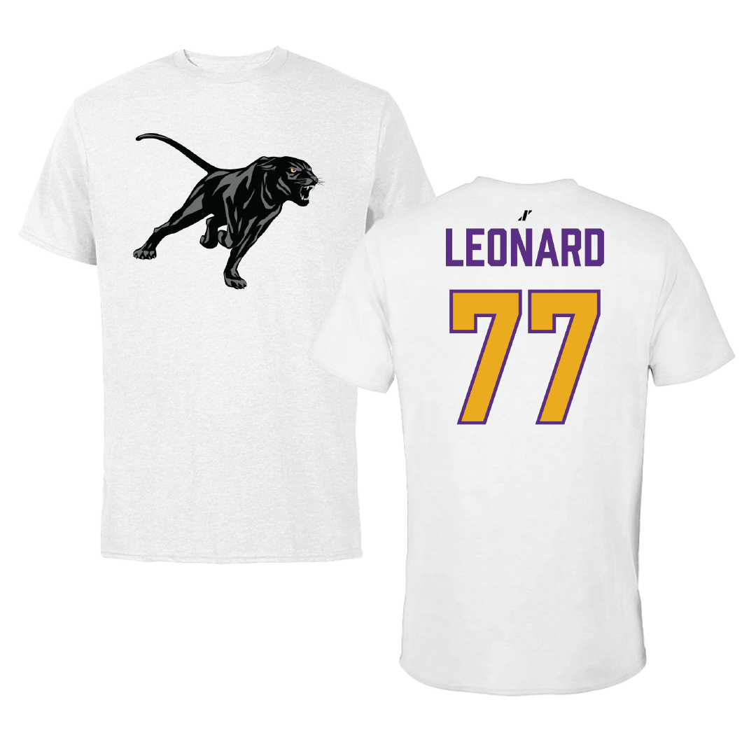 Prairie View A&M University Football White Tee - #77 Caleb Leonard