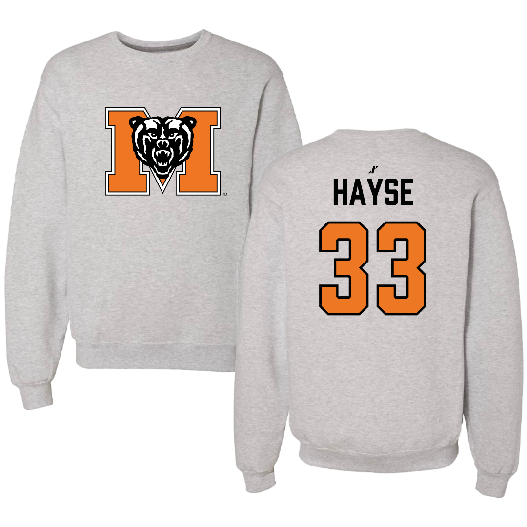 Mercer University Baseball Light Gray Crewneck - #33 Aidan Hayse