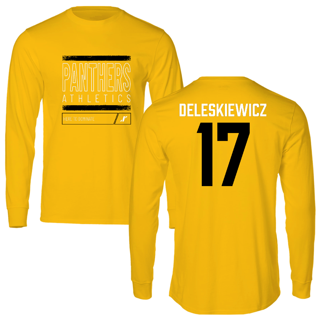 University of Wisconsin-Milwaukee Baseball Gold Dominate Performance Long Sleeve - #17 Tyler Deleskiewicz