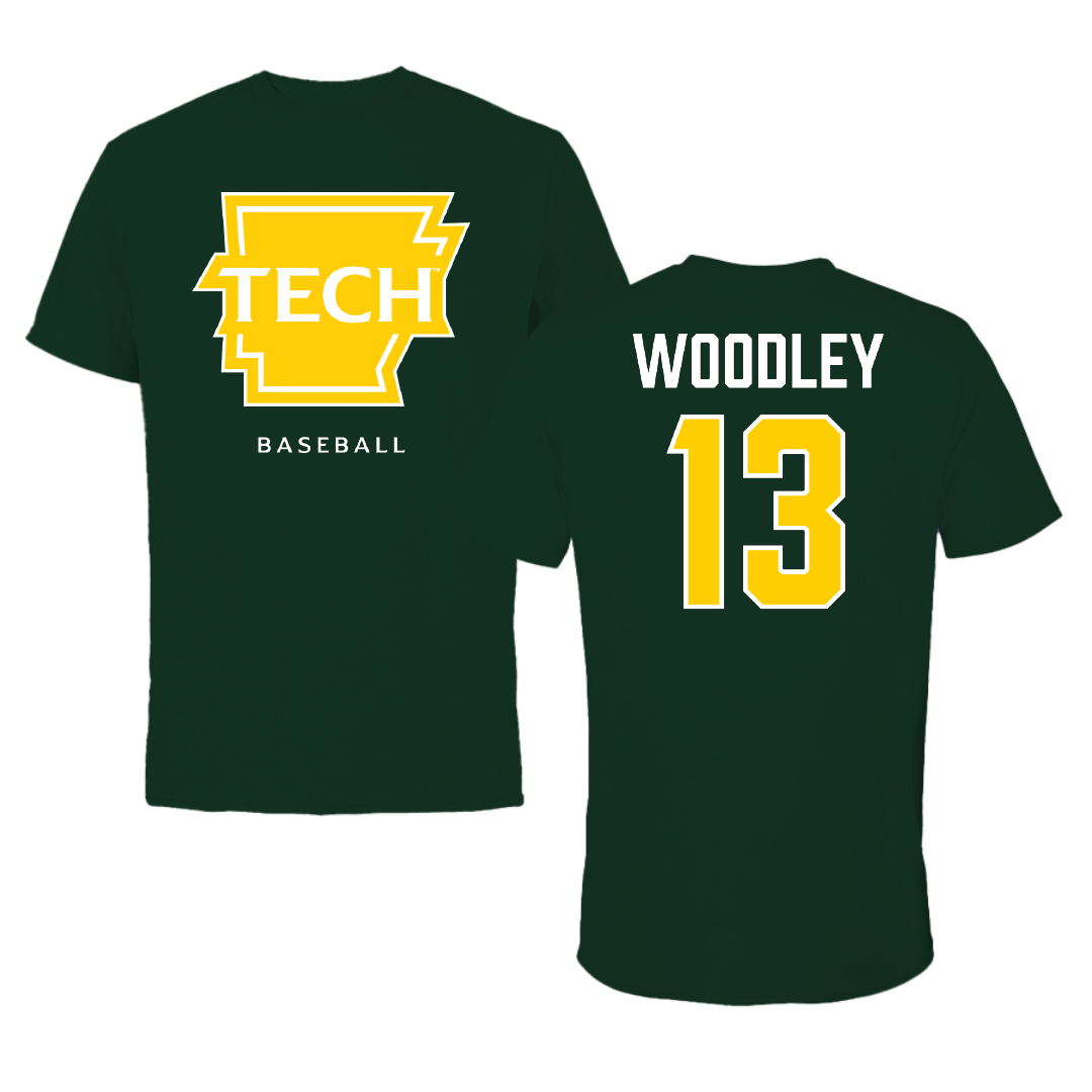 Arkansas Tech University Baseball Forest Green Tee - #13 Eric Woodley