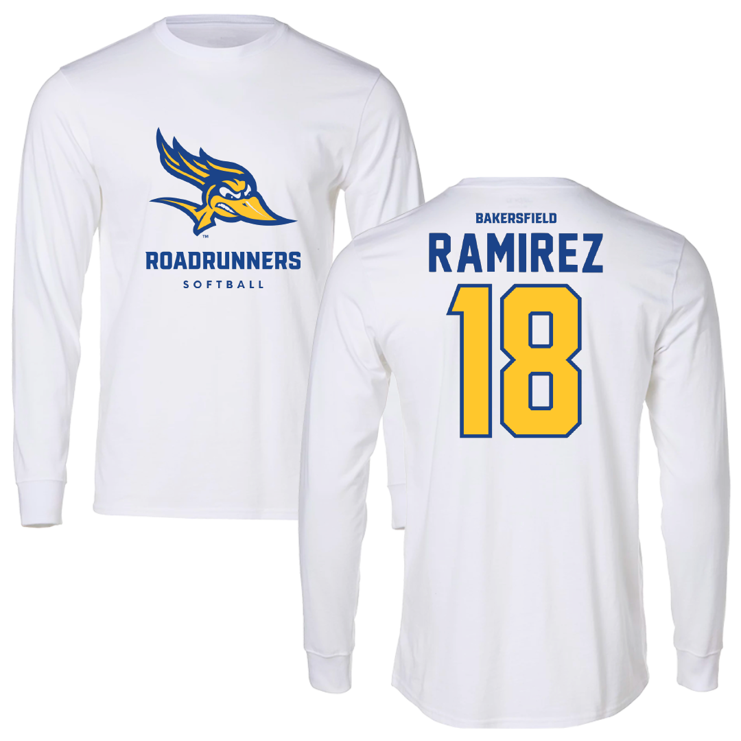 California State University-Bakersfield Softball White Long Sleeve - #18 Maya Ramirez