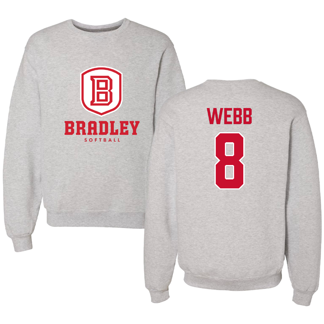 Bradley University Softball Gray Crewneck - #8 Hailey Webb