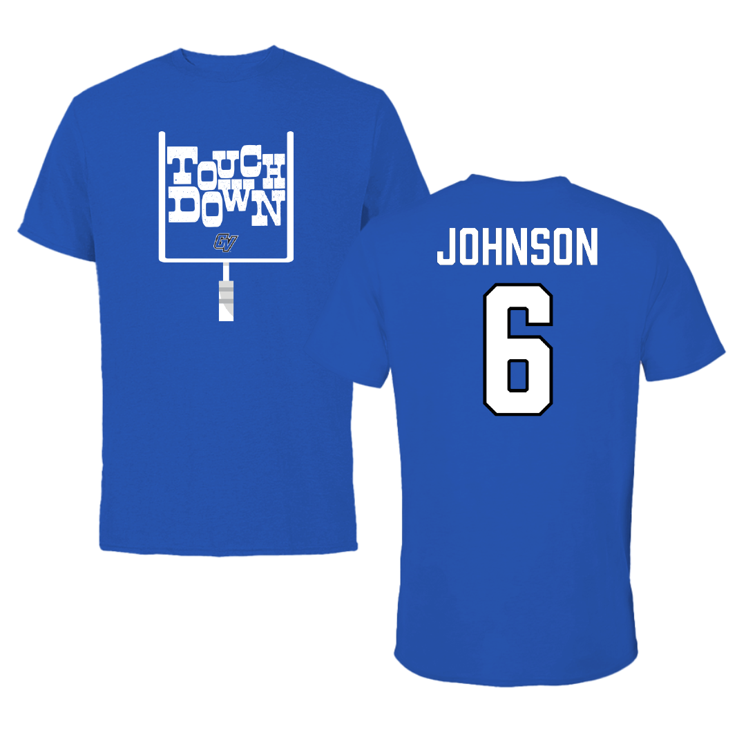 Grand Valley State University Football Blue Touchdown Tee - #6 Jordan Johnson