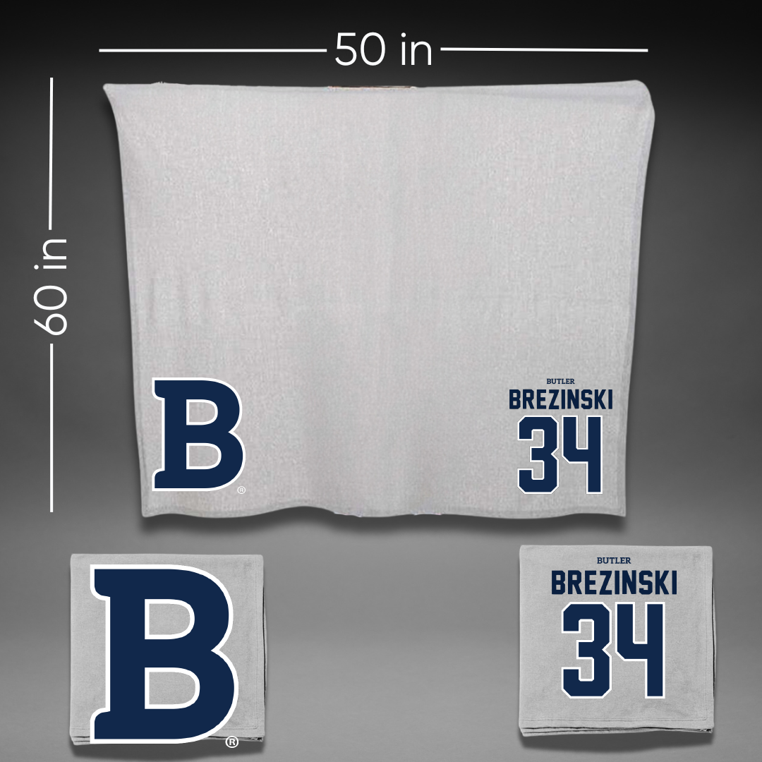 Butler University Baseball Gray Blanket - #34 Caiden Brezinski