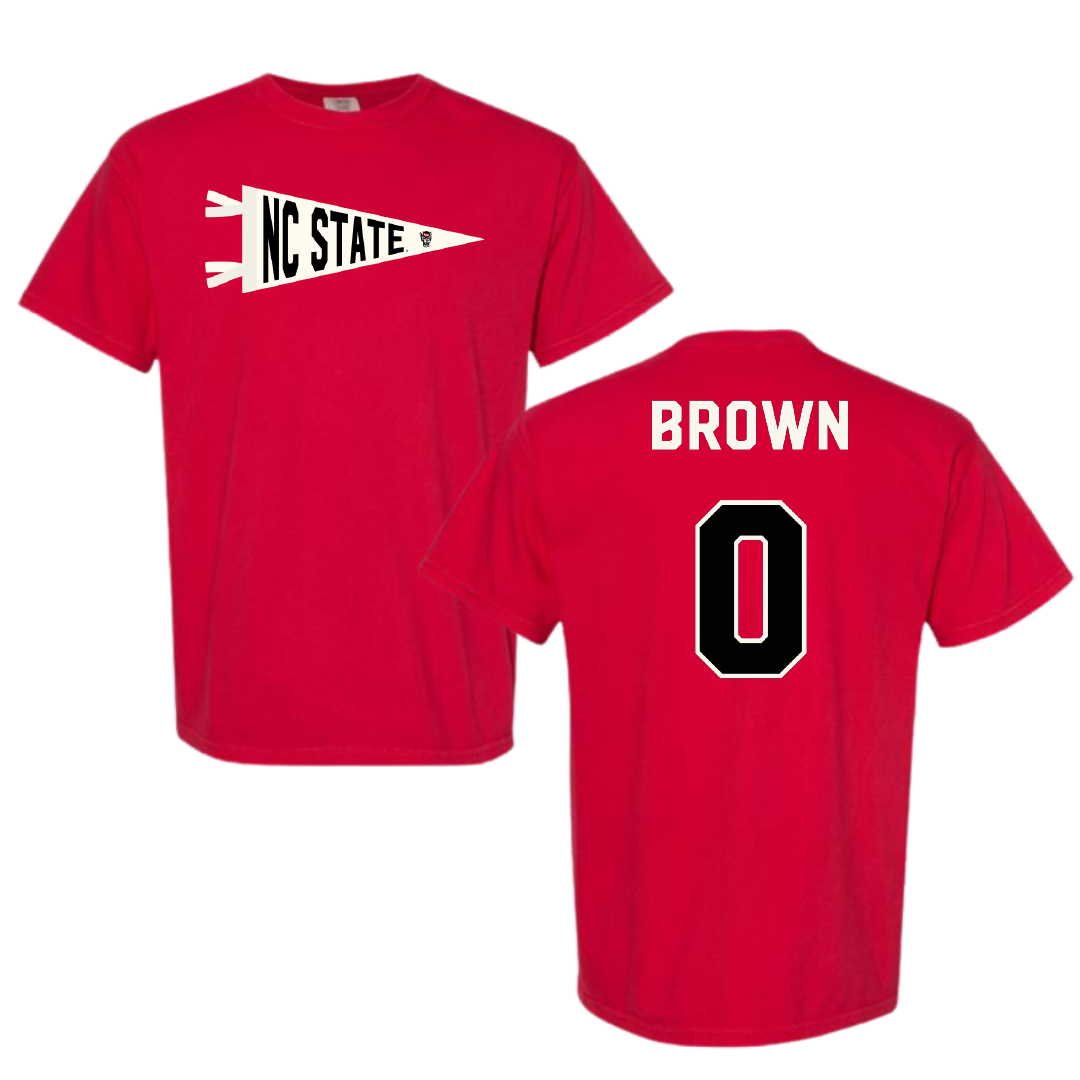 North Carolina State University Football Red Pennant Comfort Colors Tee - #0 Sean Brown