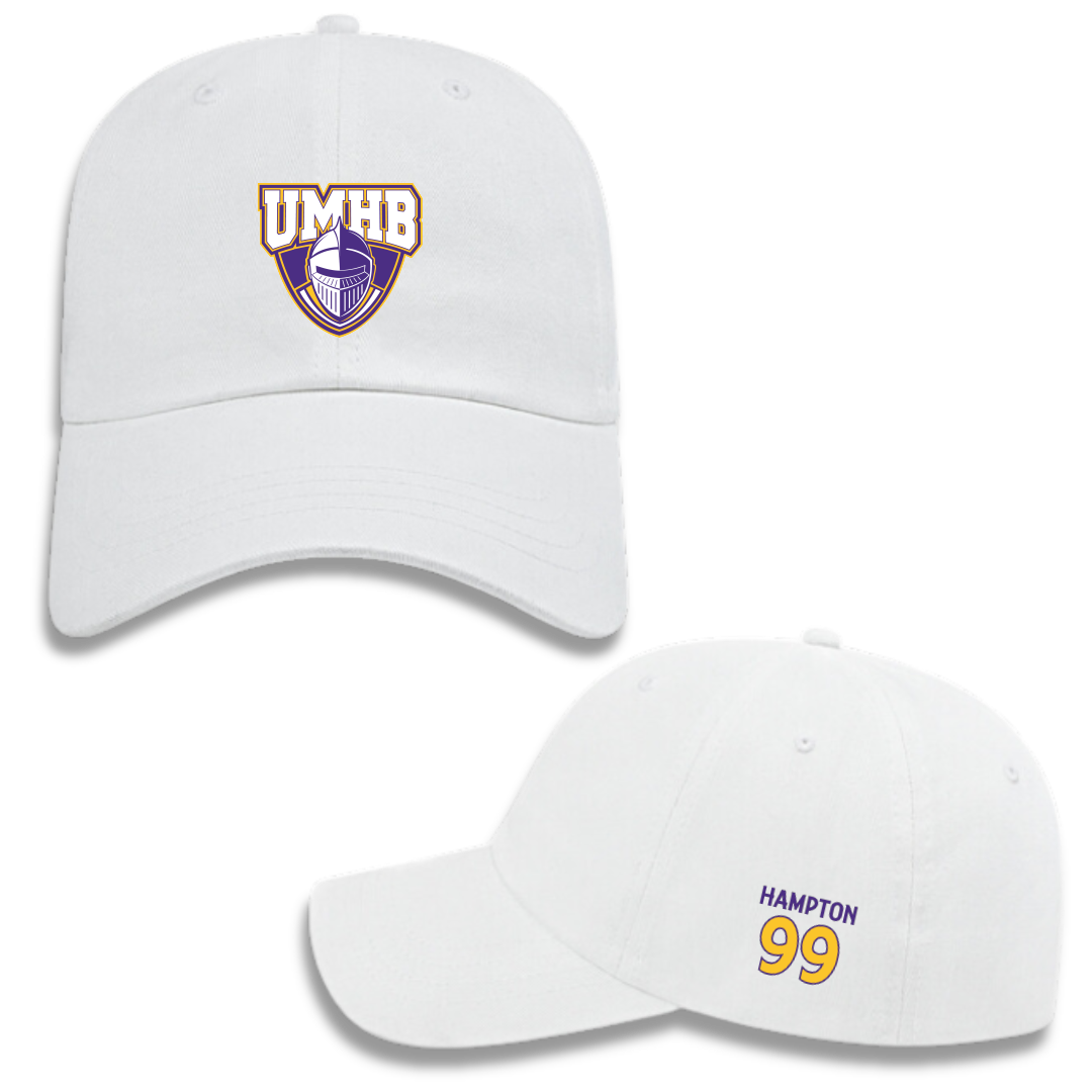 University of Mary Hardin-Baylor Baseball White Hat - #99 Zach Hampton