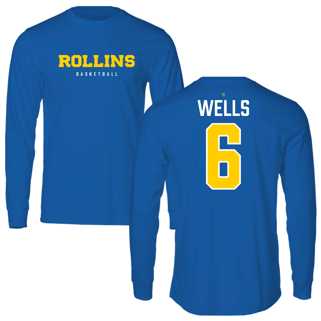 Rollins College Basketball Blue Performance Long Sleeve - #6 Jett Wells