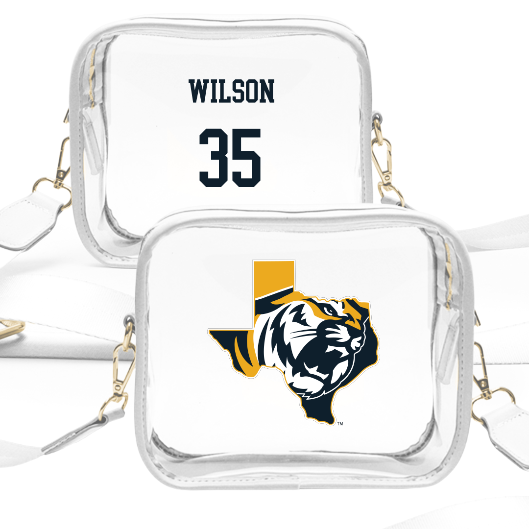 East Texas Baptist University Baseball White Clear Stadium Bag - #35 Colby Wilson