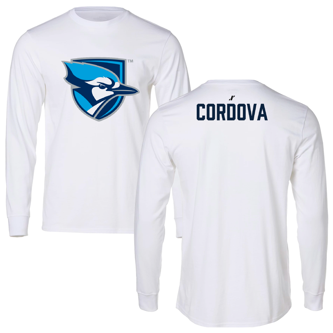Elmhurst University Wrestling (M) White Performance Long Sleeve - Alejandro Cordova
