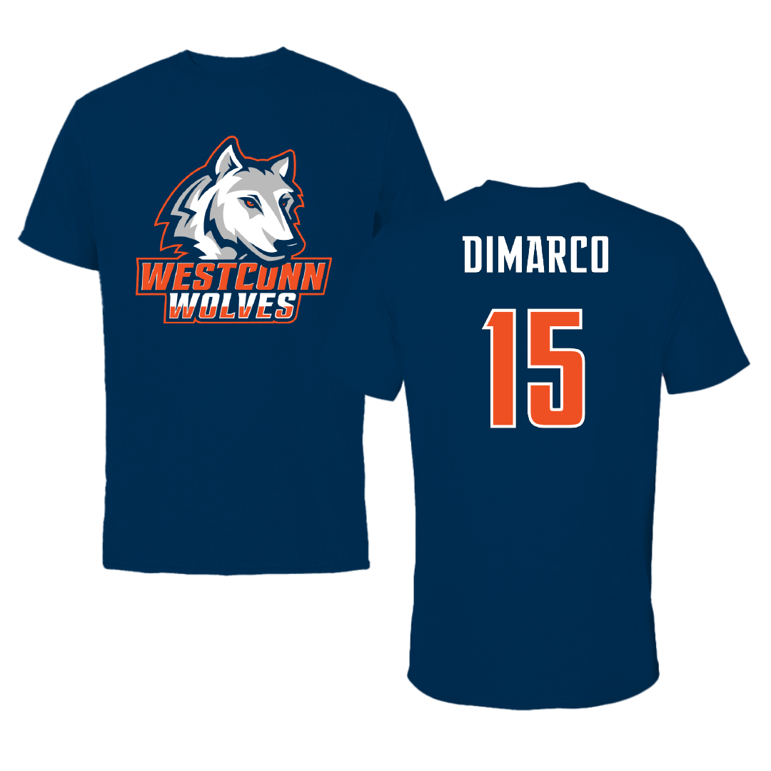Western Connecticut State University Football Navy Wolves Tee - #15 Nick DiMarco