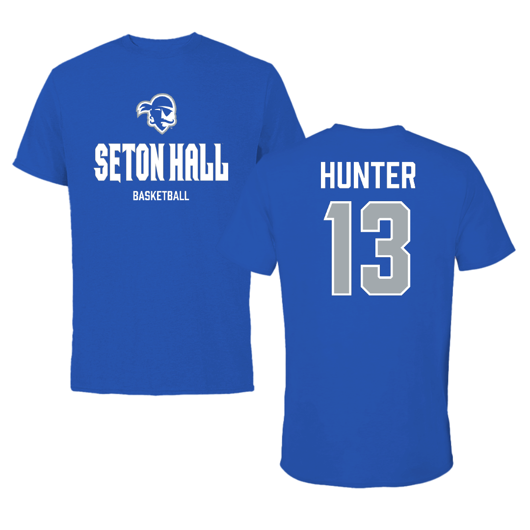 Seton Hall University Basketball (W) Blue Performance Tee - #13 Messiah Hunter