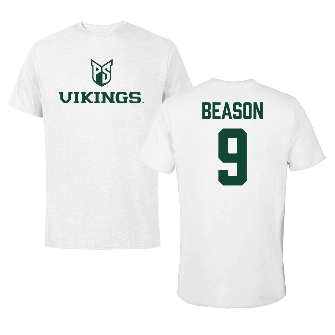 Portland State University Football White Performance Tee - #9 Davin Beason