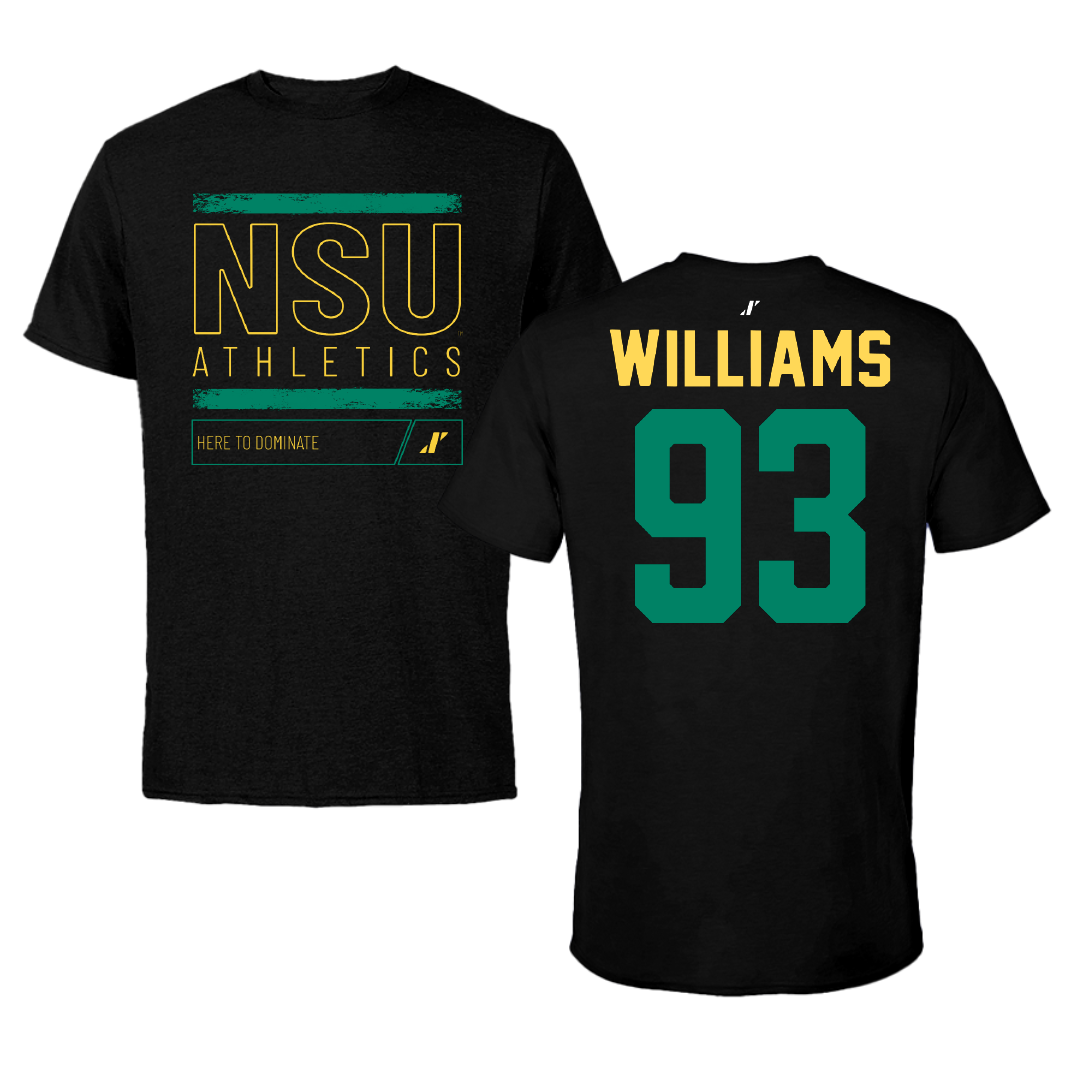 Norfolk State University Football Black Dominate Performance Tee - #93 Jaylen Williams