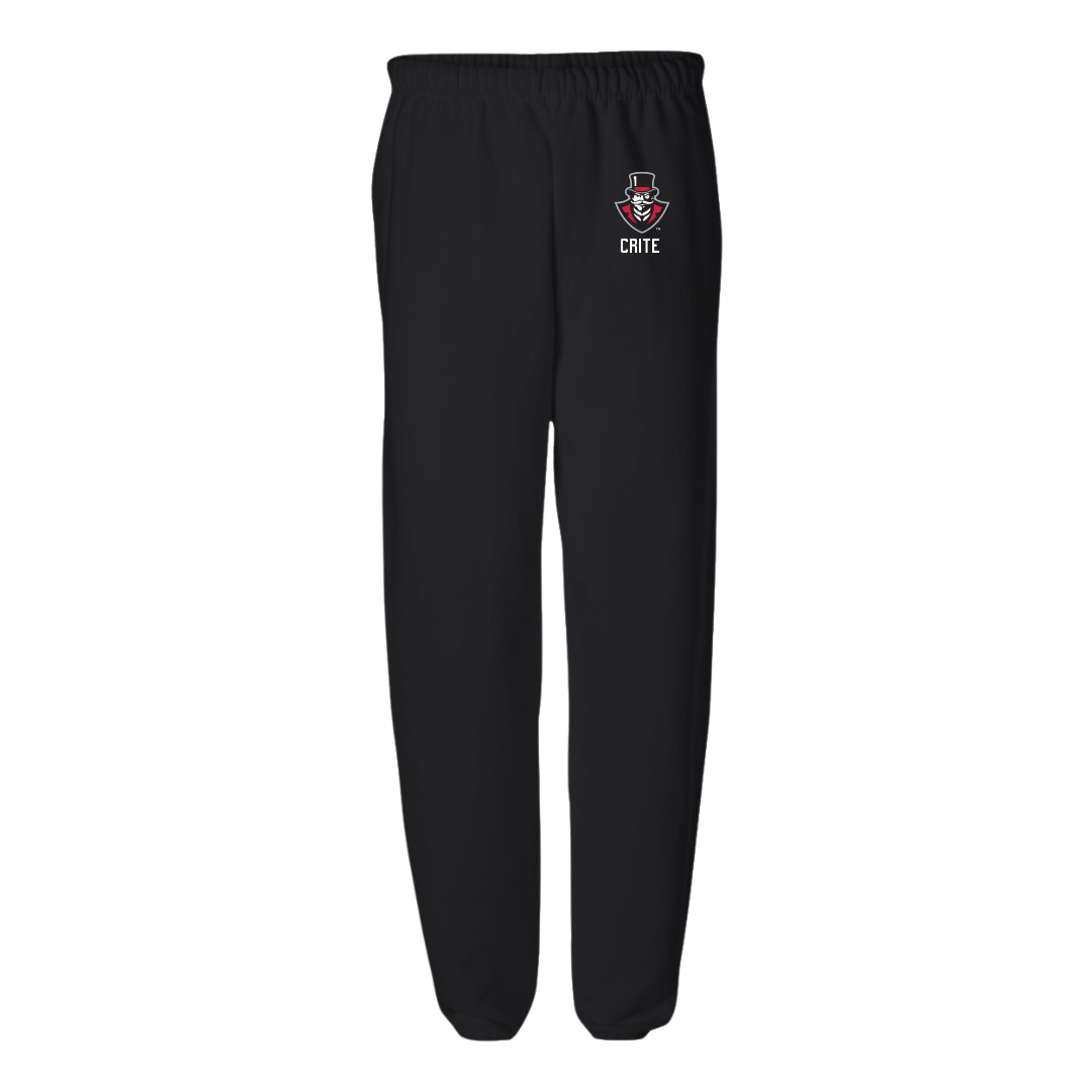 Austin Peay State University Football Black Sweatpants - #17 Ethan Crite