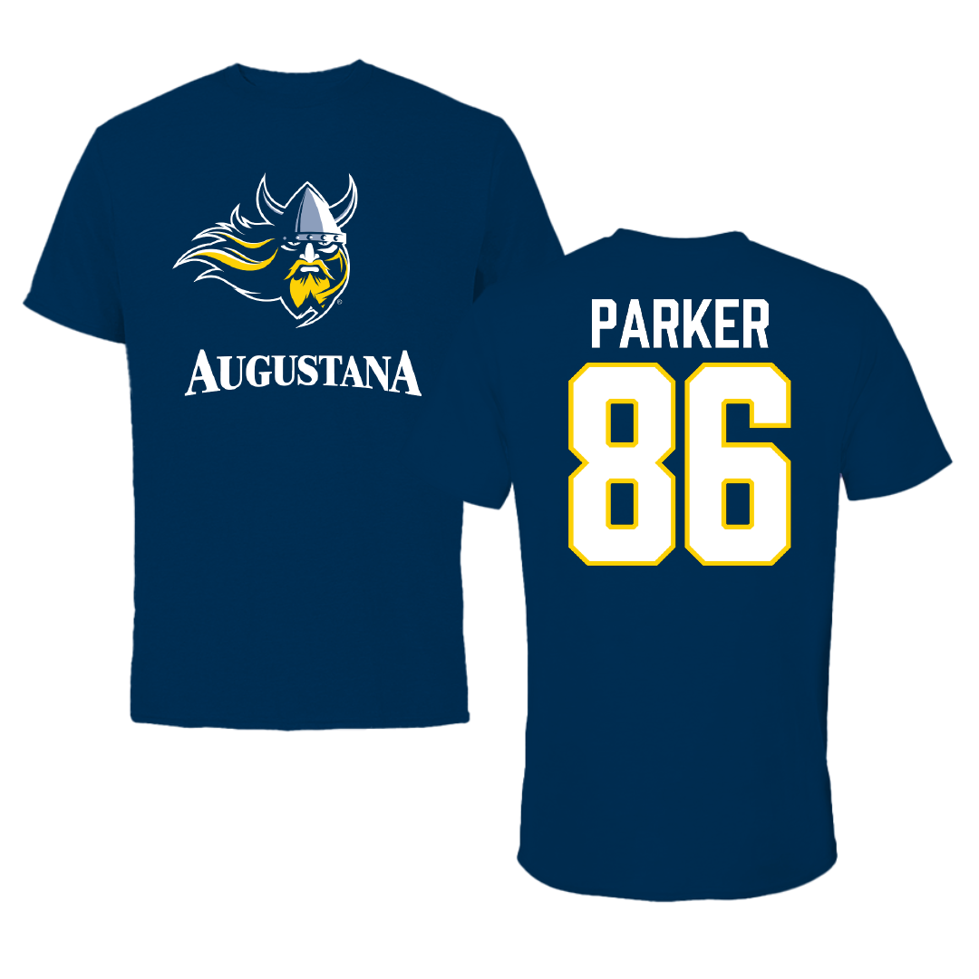 Augustana University (South Dakota) Football Navy Performance Tee - #86 Marcus Parker