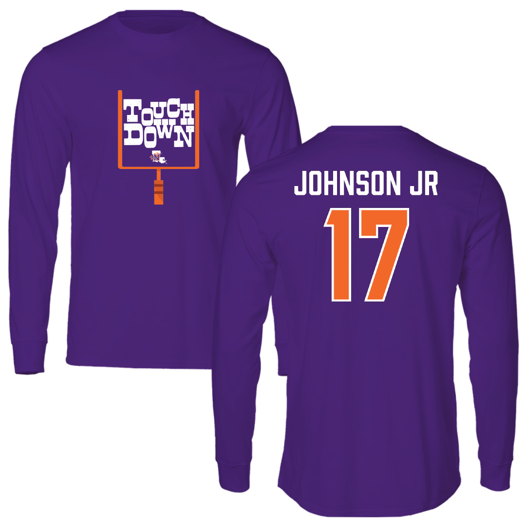Northwestern State University Football Purple Touchdown Long Sleeve - #17 DJ Johnson Jr