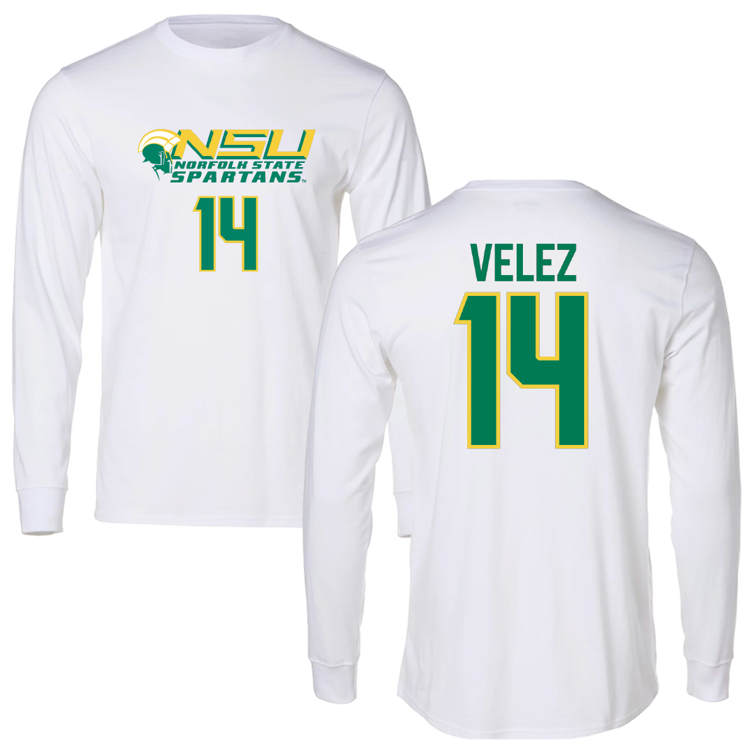 Norfolk State University Baseball White Long Sleeve - #14 Christian Velez