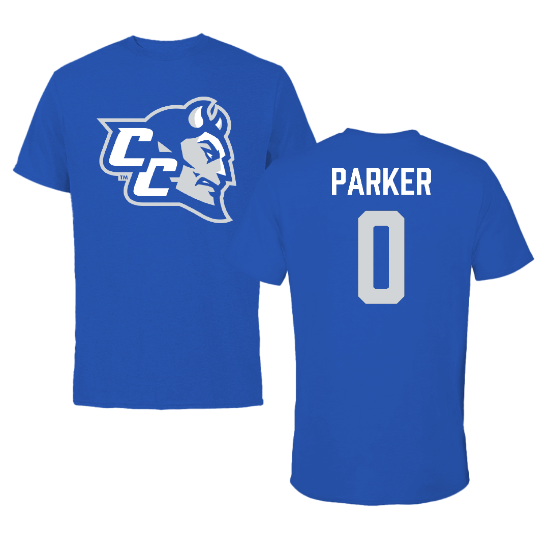 Central Connecticut State University Basketball (M) Blue Performance Tee - #0 Elijah Parker