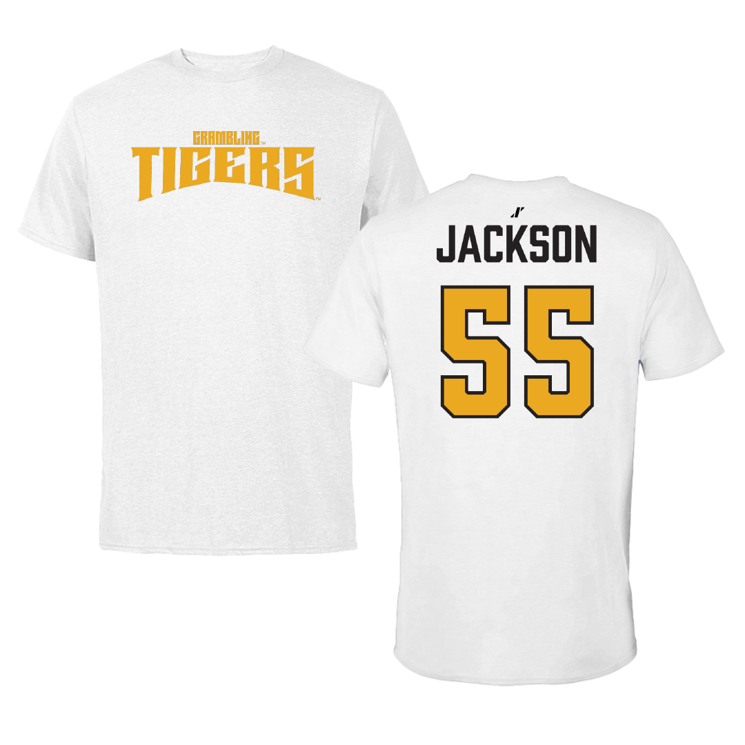 Grambling State University Baseball White Classic Performance Tee - #55 Nik Jackson