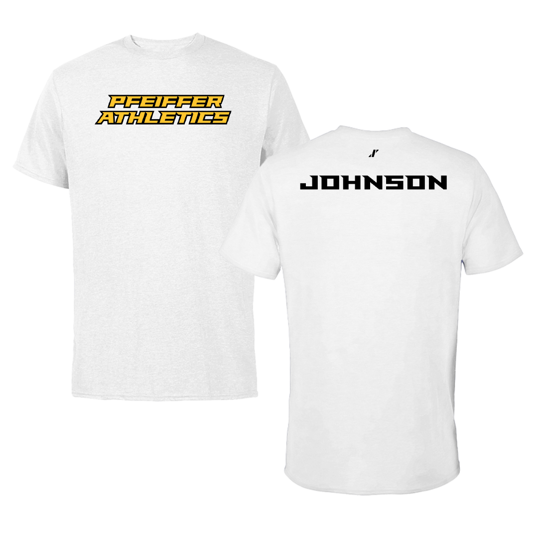 Pfeiffer University TF and XC White Tee - Kohen Johnson