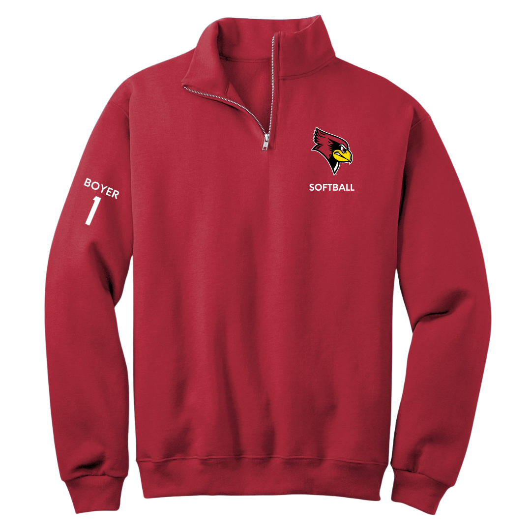 Illinois State University Softball Red Quarter-Zip - #1 Ava Boyer