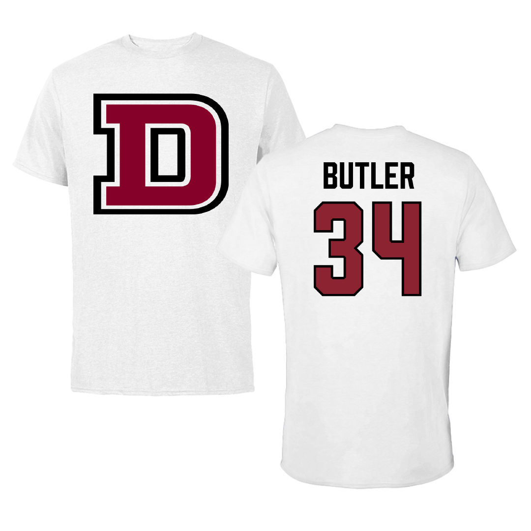 Dean College Basketball White Tee - #34 Domineek Butler