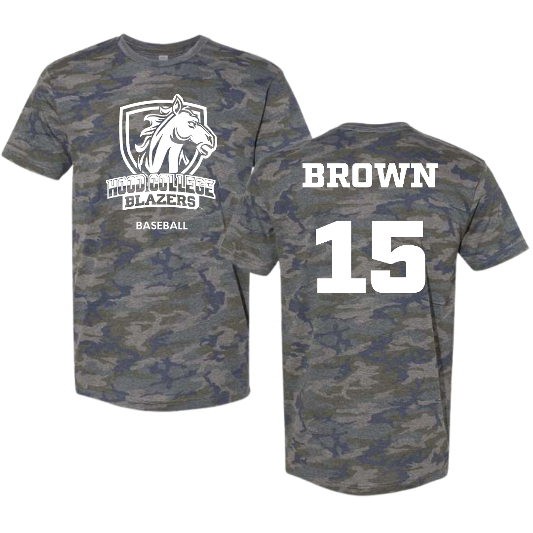 Hood College Baseball Vintage Camo Tee - #15 Amrit Brown