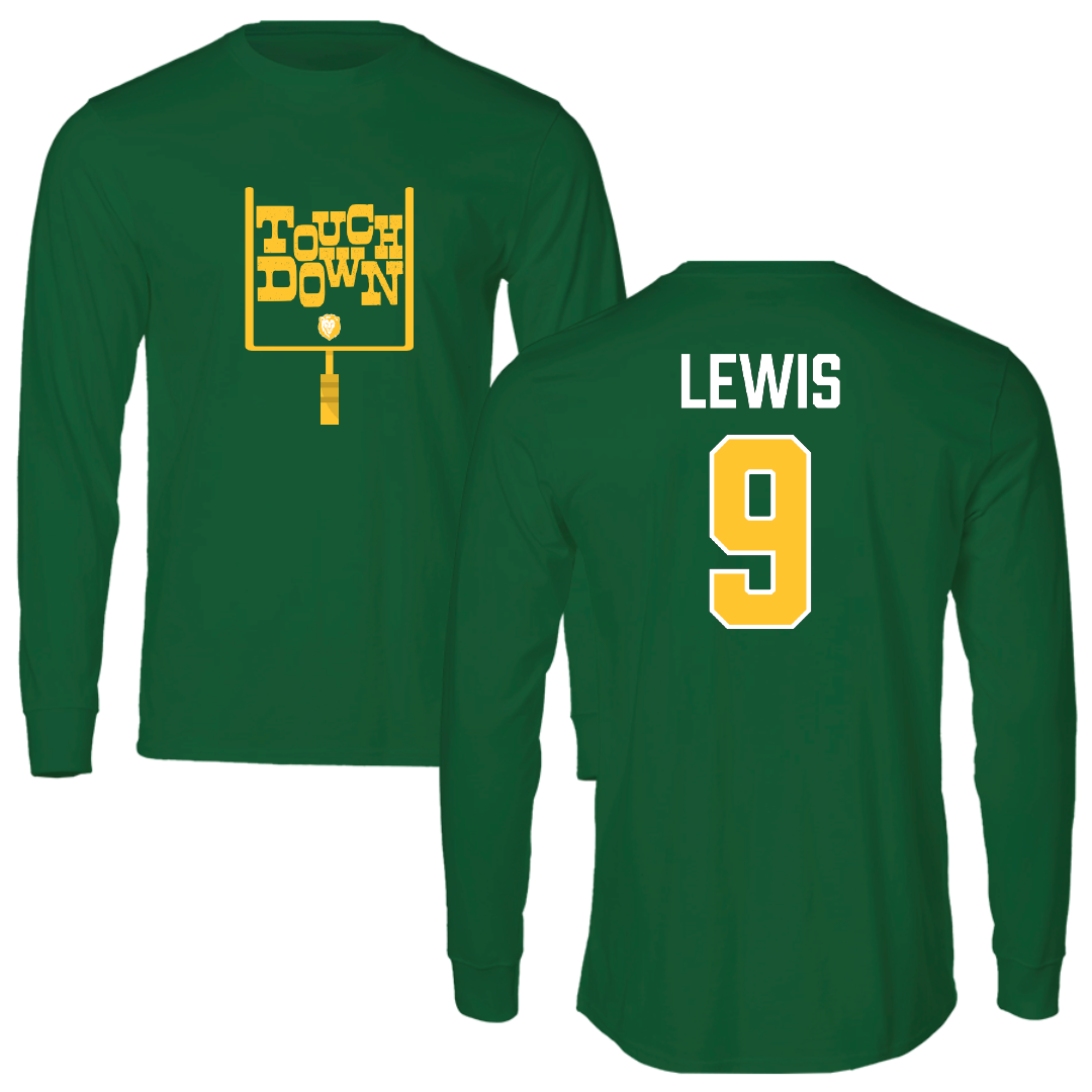 Southeastern Louisiana University Football Green Touchdown Performance Long Sleeve - #9 Darius Lewis