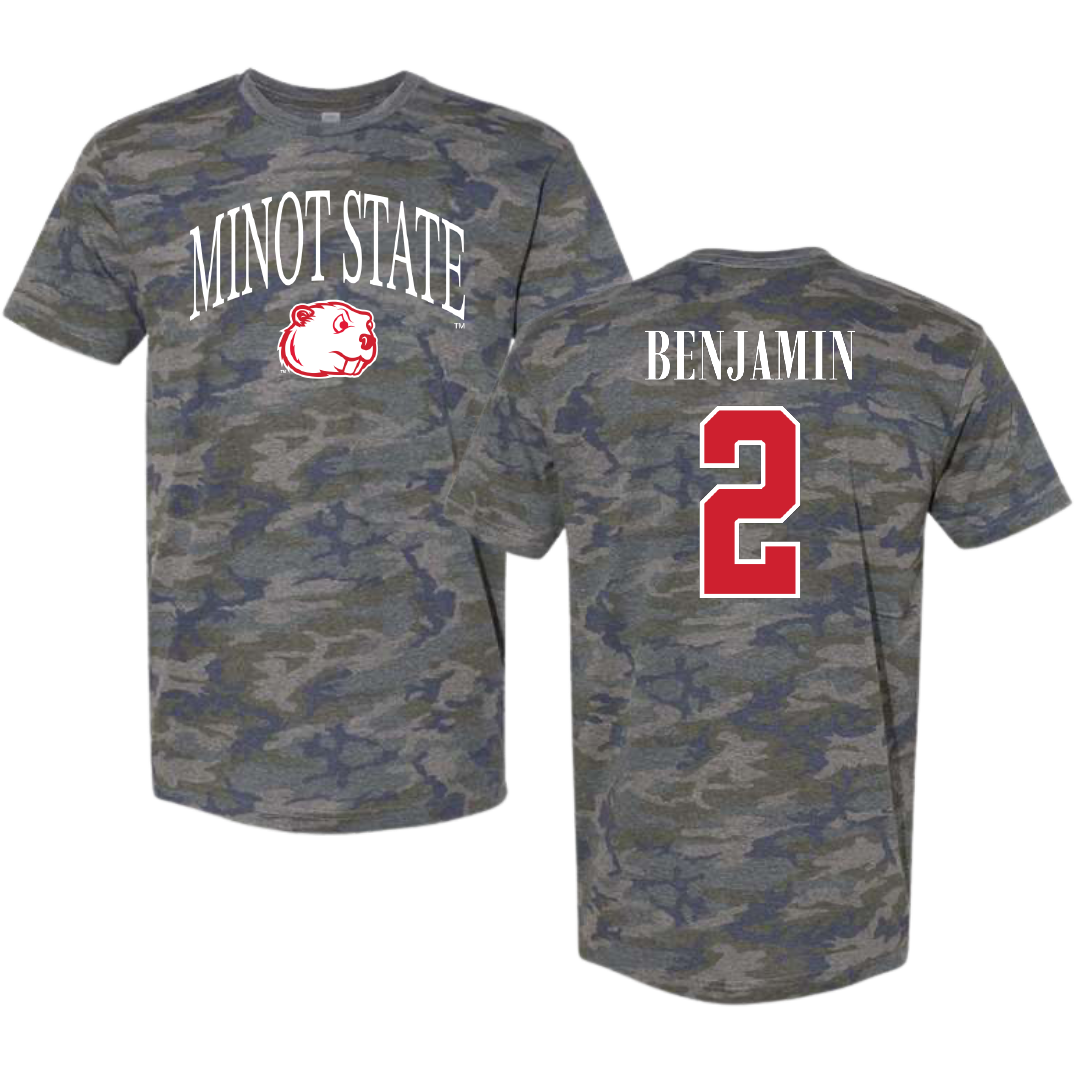 Minot State University Basketball (M) Vintage Camo Tee - #2 Deuce Benjamin