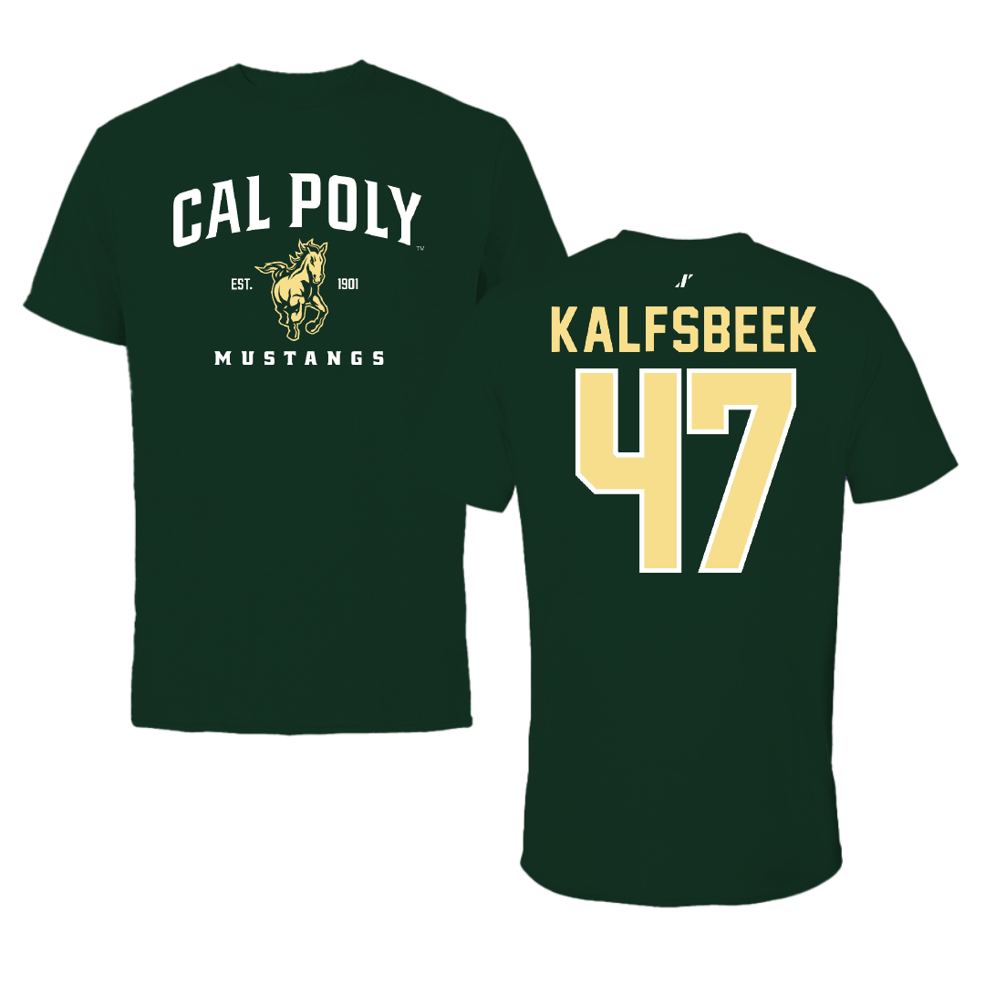 Cal Poly Baseball Forest Green General Tee - #47 Luke Kalfsbeek