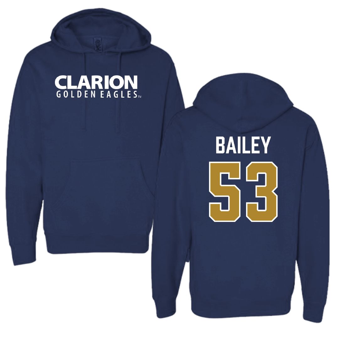 PennWest Clarion Football Navy Hoodie - #53 Elijah Bailey