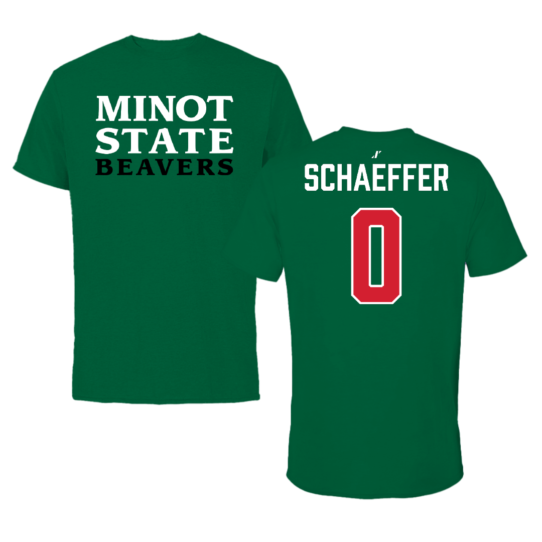 Minot State University Basketball (M) Green Performance Tee - #0 Grayson Schaeffer