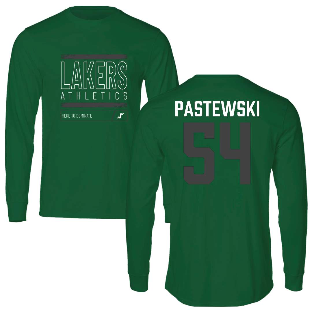 Roosevelt University Baseball Green Dominate Performance Long Sleeve - #54 Andrew Pastewski