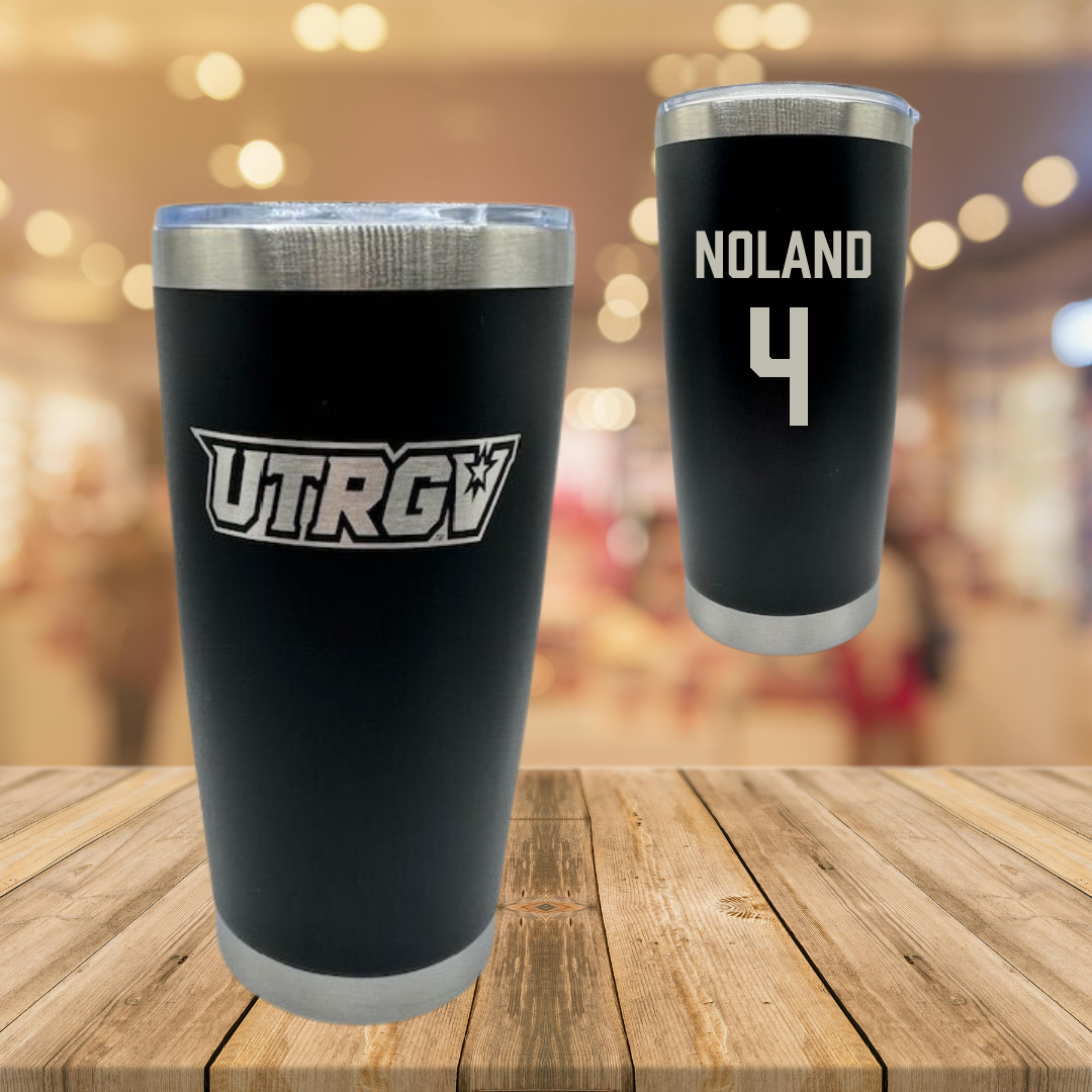 The University of Texas Rio Grande Valley Football Black Stainless Steel Tumbler - #4 Xayvion Noland
