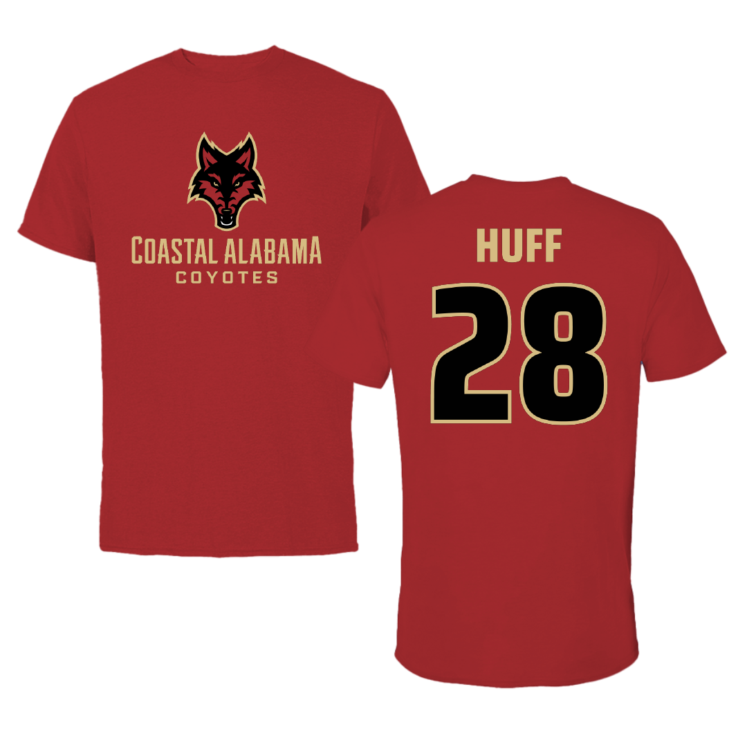 Coastal Alabama Community College Softball Canvas Red Tee - #28 Abbie Huff