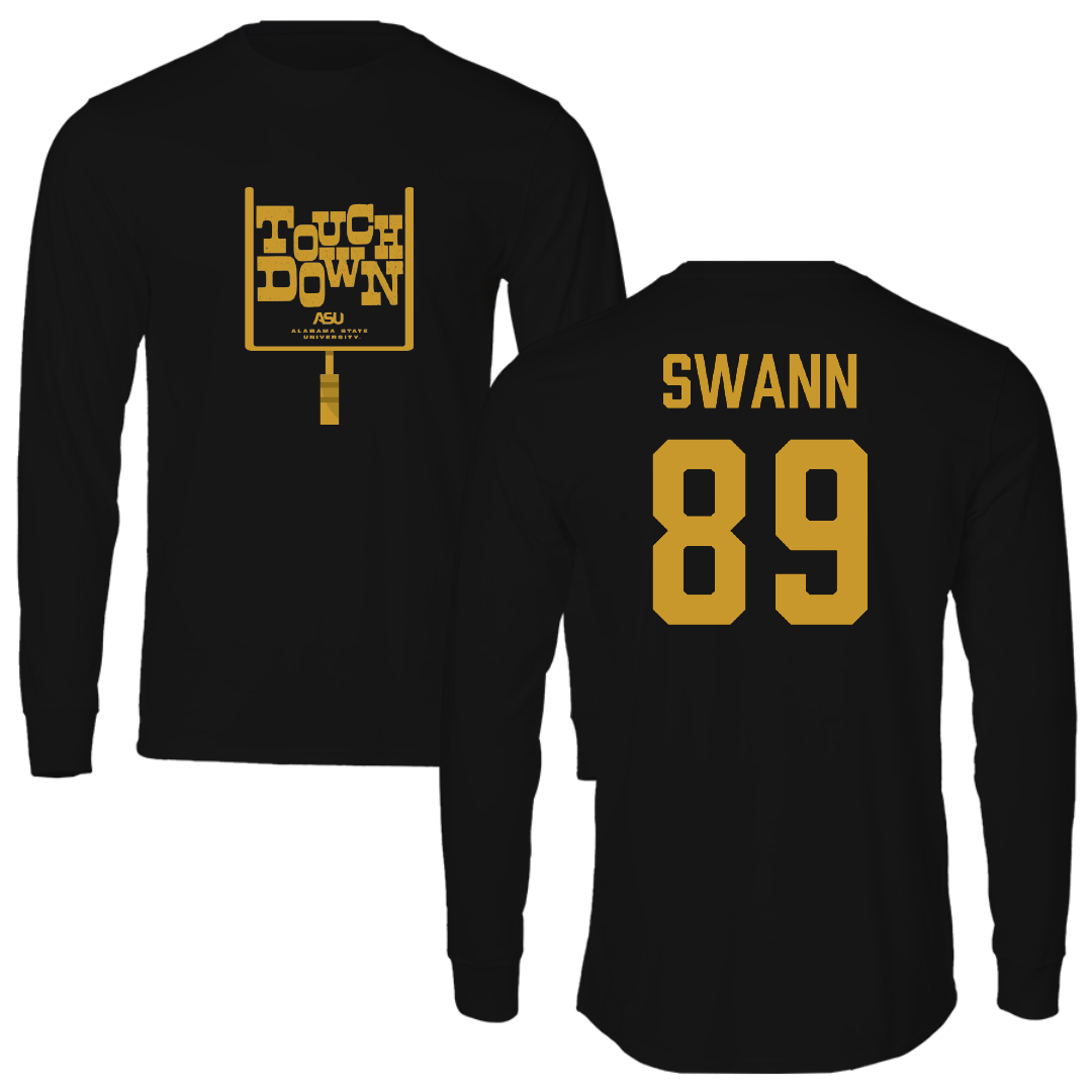 Alabama State University Football Black Touchdown Performance Long Sleeve - #89 Tyler Swann