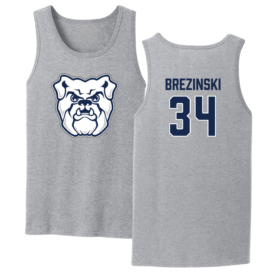 Butler University Baseball Sport Gray Tank Top - #34 Caiden Brezinski