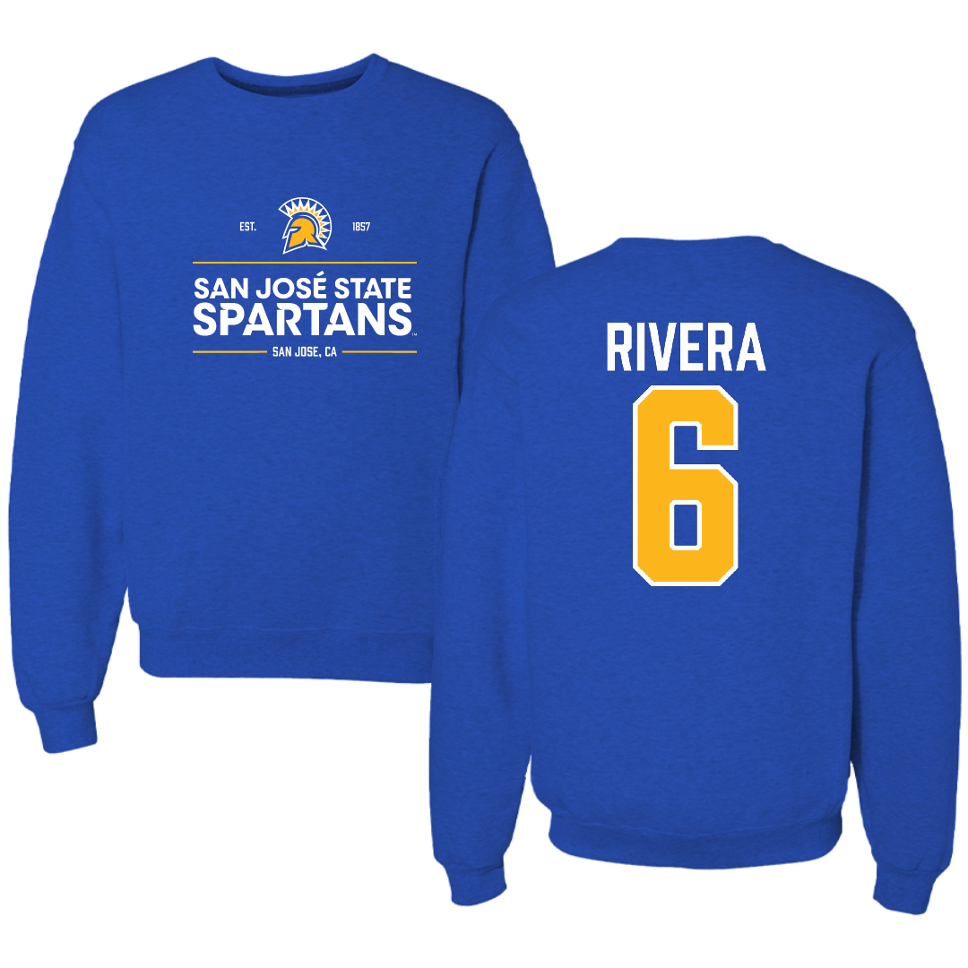 San Jose State University Soccer Blue General Crewneck - #6 Gilberto Rivera