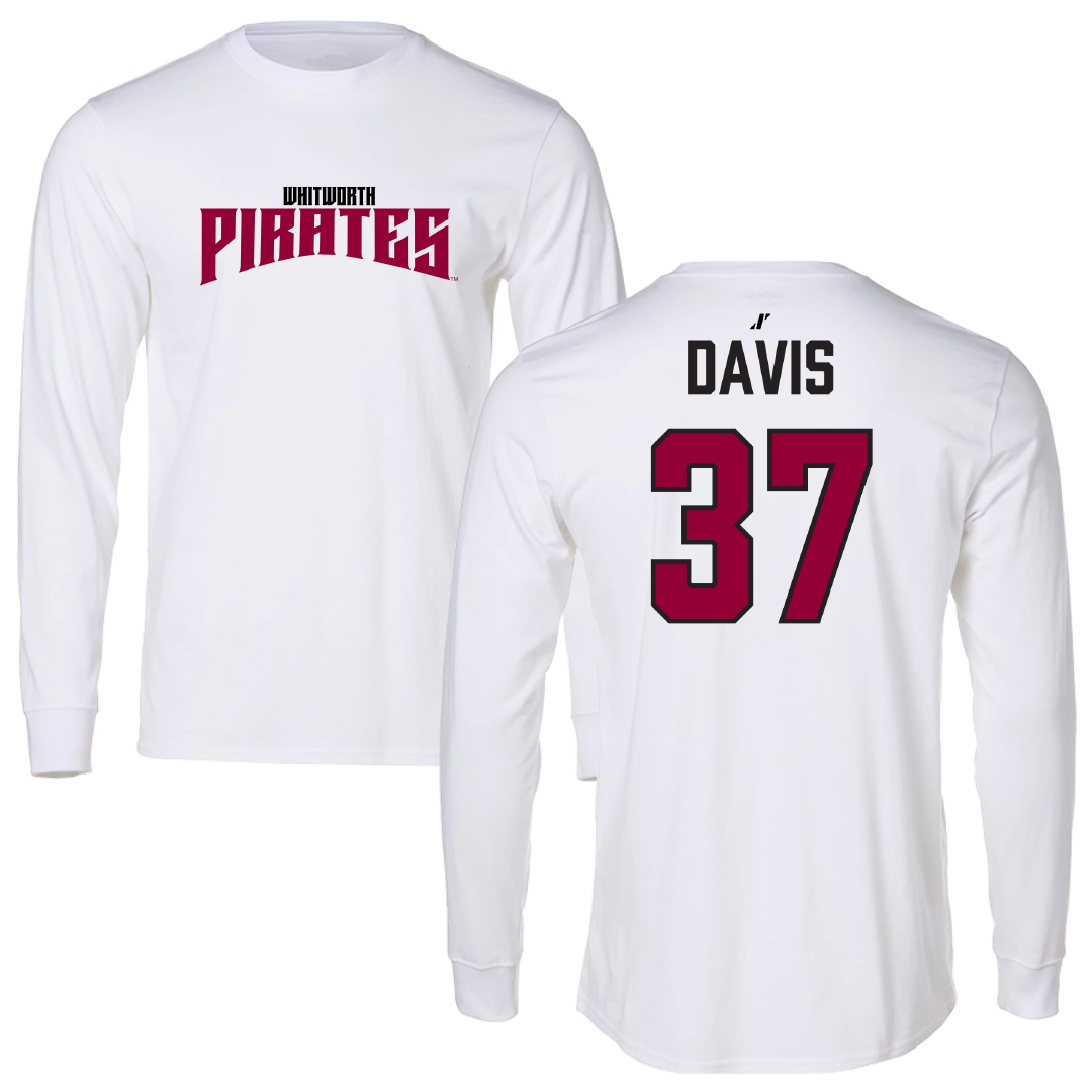 Whitworth University Baseball White Classic Performance Long Sleeve - #37 Rylan Davis