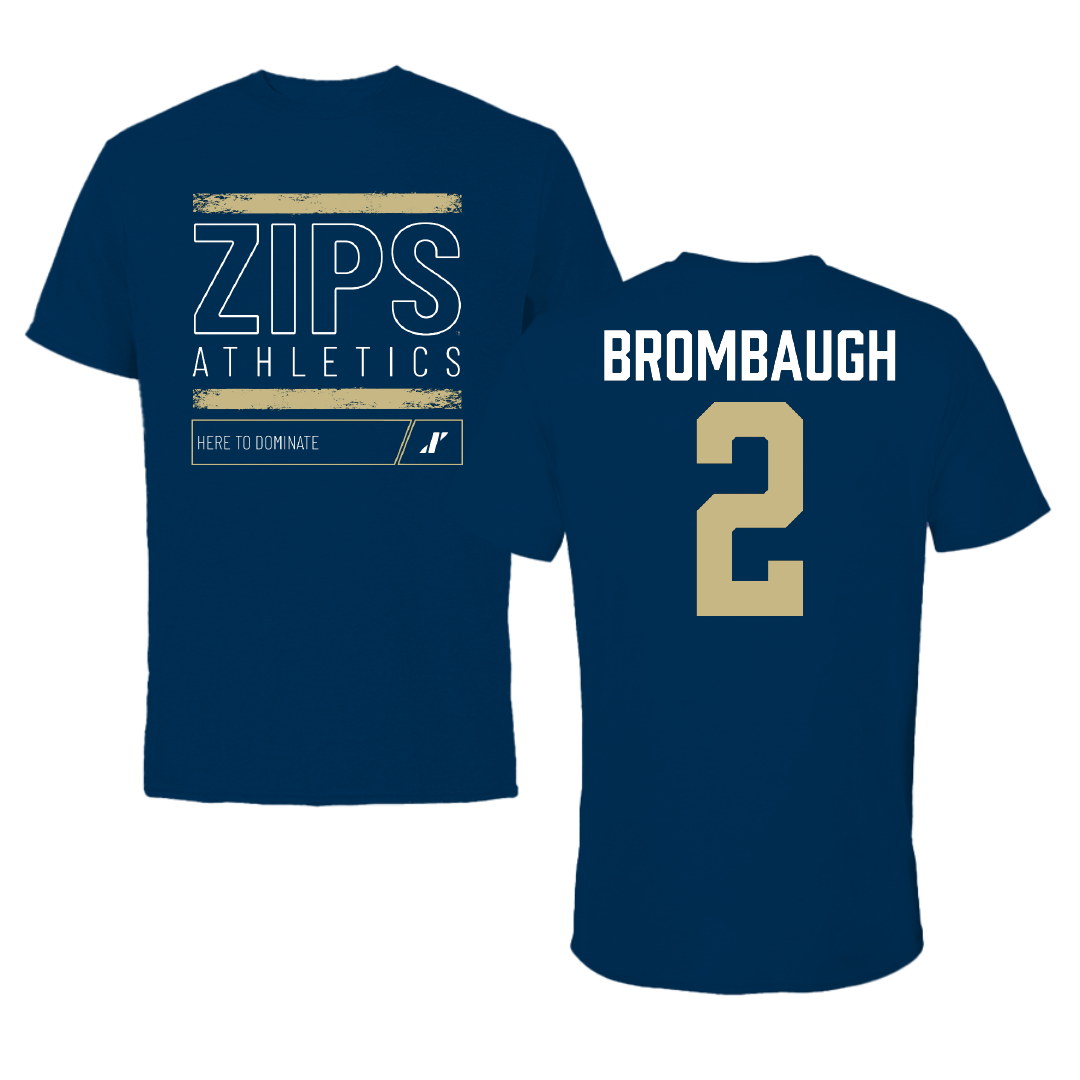 University of Akron Baseball Navy Dominate Tee - #2 Ben Brombaugh