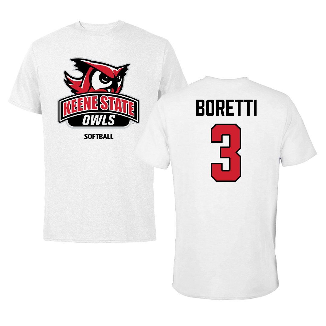 Keene State College Softball White Tee - #3 Jaelyn Boretti