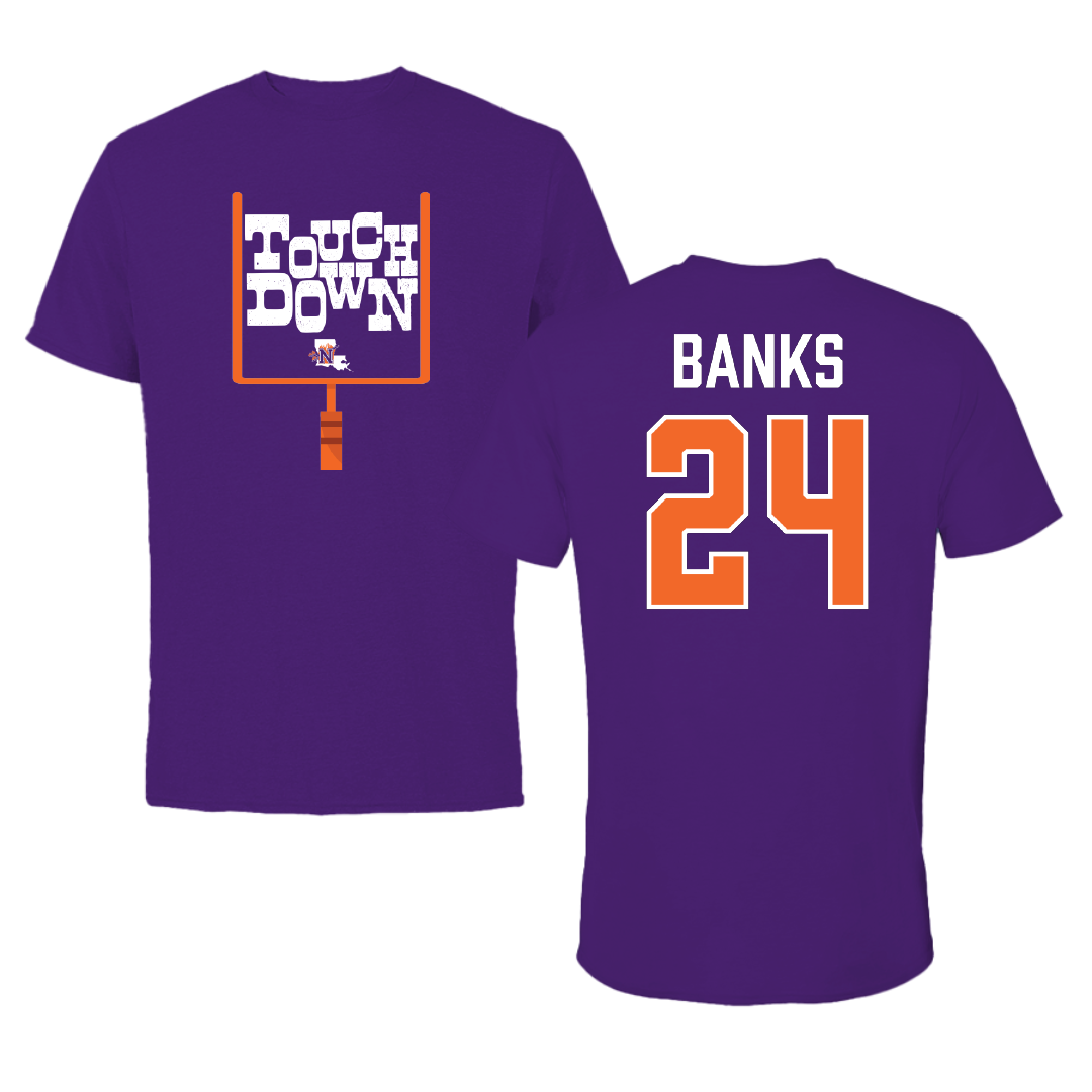 Northwestern State University Football Purple Touchdown Performance Tee - #24 Brian Banks