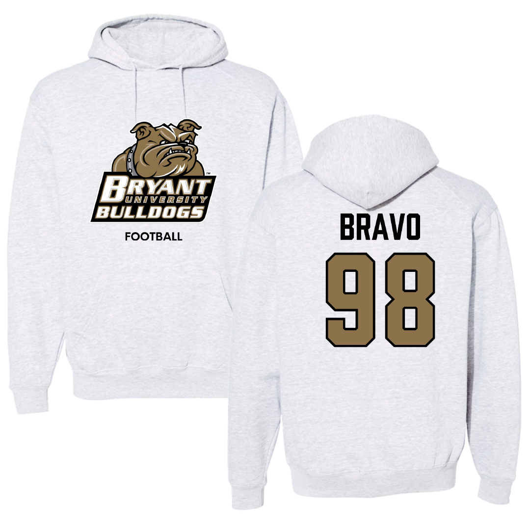 Bryant University Football Light Gray Hoodie - #98 Gustavo Bravo